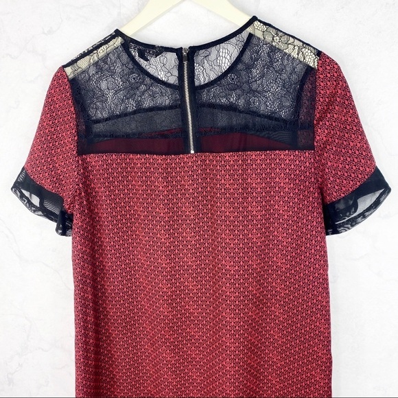 [Express] Flirty Red Printed Shift Dress - Picture 6 of 8